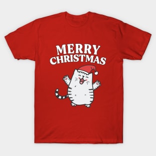 Cat wearing Santa Hat - Merry Christmas T-Shirt